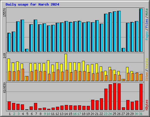 Daily usage for March 2024